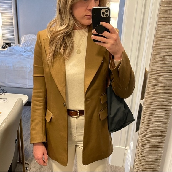 Banana Republic Lido Sculpted Wool Blazer in Cinnamon Spice Brown, size 10. - Picture 7 of 9